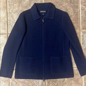Lands' End Wool Zip Up Collared Sweater